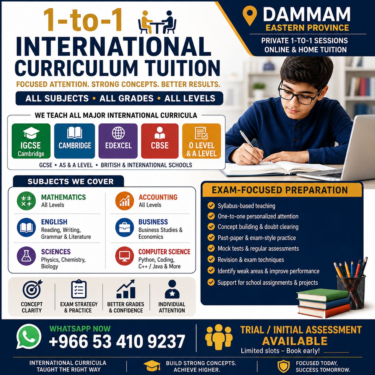 1-to-1 IGCSE, Cambridge, Edexcel, CBSE, in Dammam