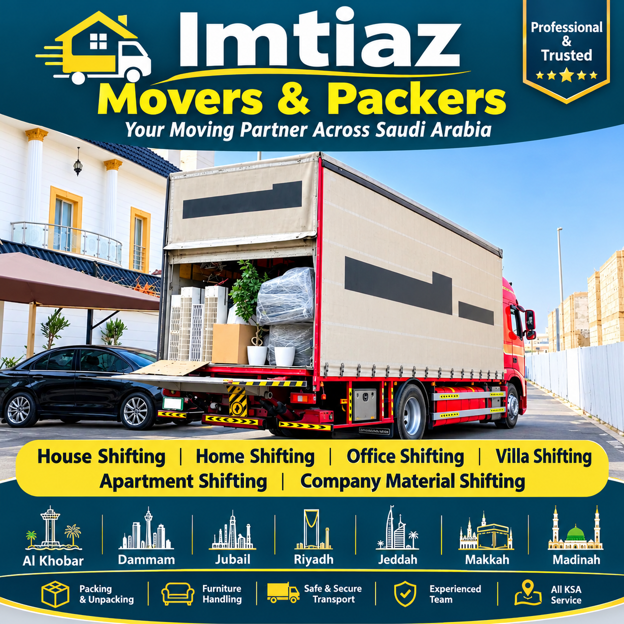 Imtiaz Movers and Packers House Shifting • Office Shifting • Villa Shifting • Company Material Shifting Professional Packing, Furniture Dismantling & Reinstalla