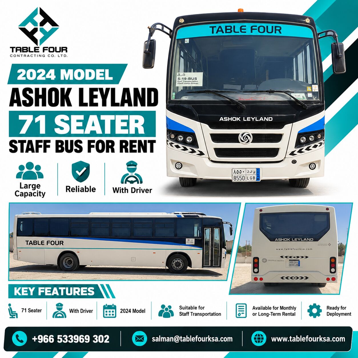 2024 Ashok Leyland 71-Seater Staff Bus in Dammam