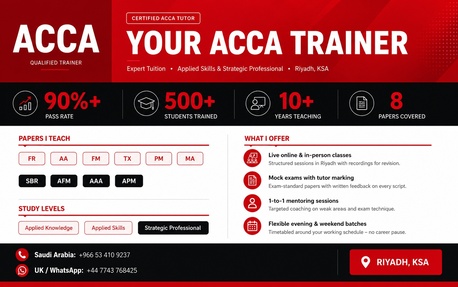 ACCA Tutor | Online & In-Person Classes in Riyadh