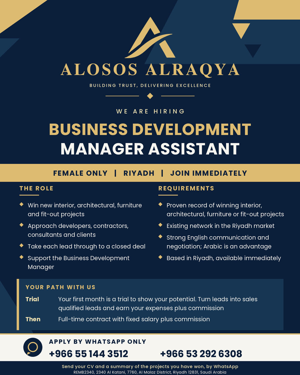 BUSINESS DEVELOPMENT MANAGER ASSISTANT