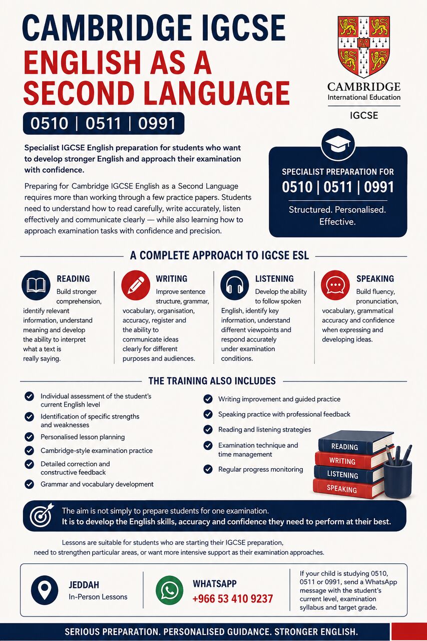 Cambridge IGCSE English As A Second in Jeddah