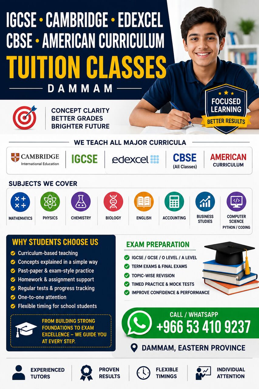 Cambridge • IGCSE • GCSE • Edexcel • in Dammam