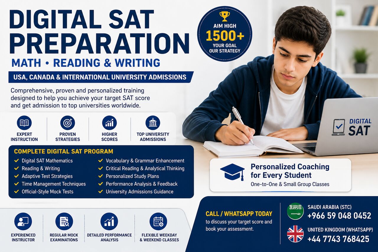 Digital SAT Preparation | Math, Reading in Riyadh