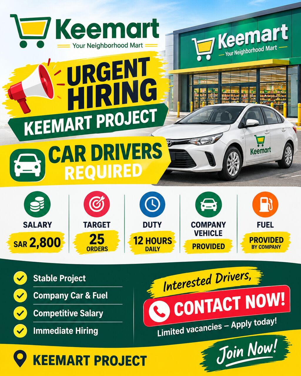 DRIVER FOR KEEMART URGENT