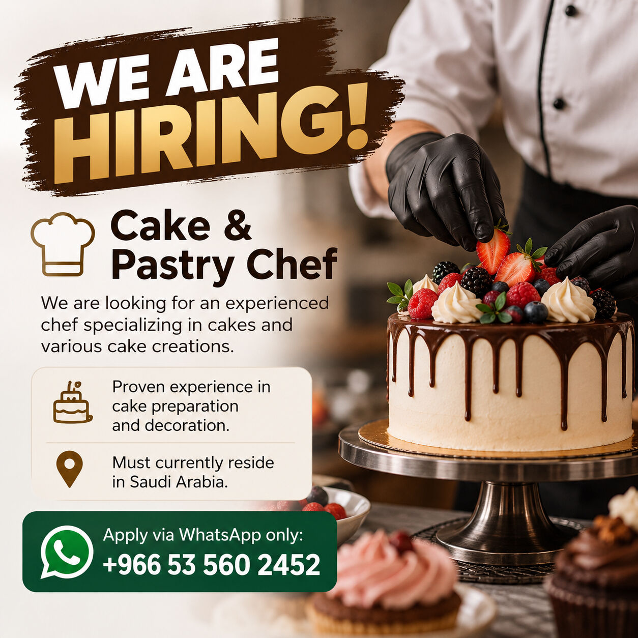 Hiring Cake & Pastry Chef
