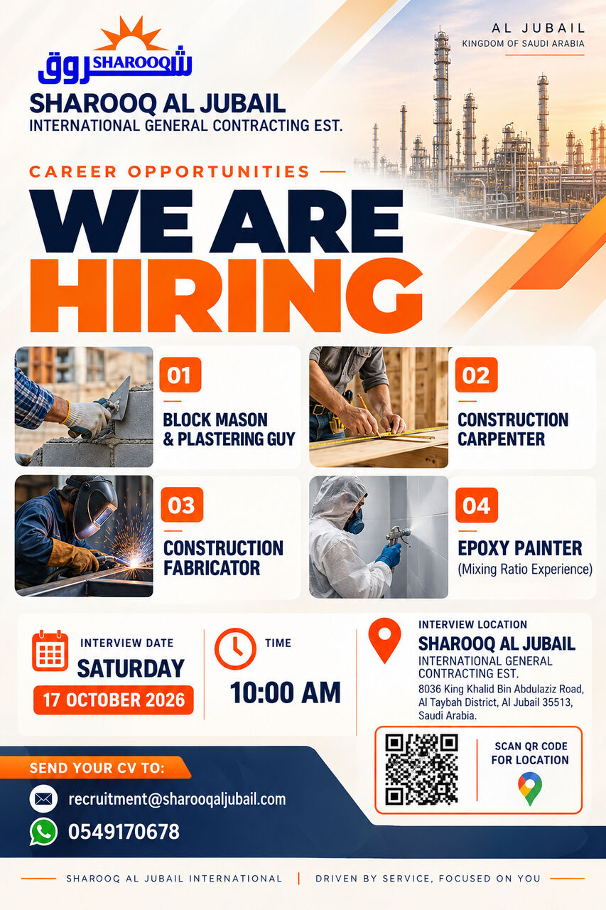 Hiring- Construction & Coating Workers