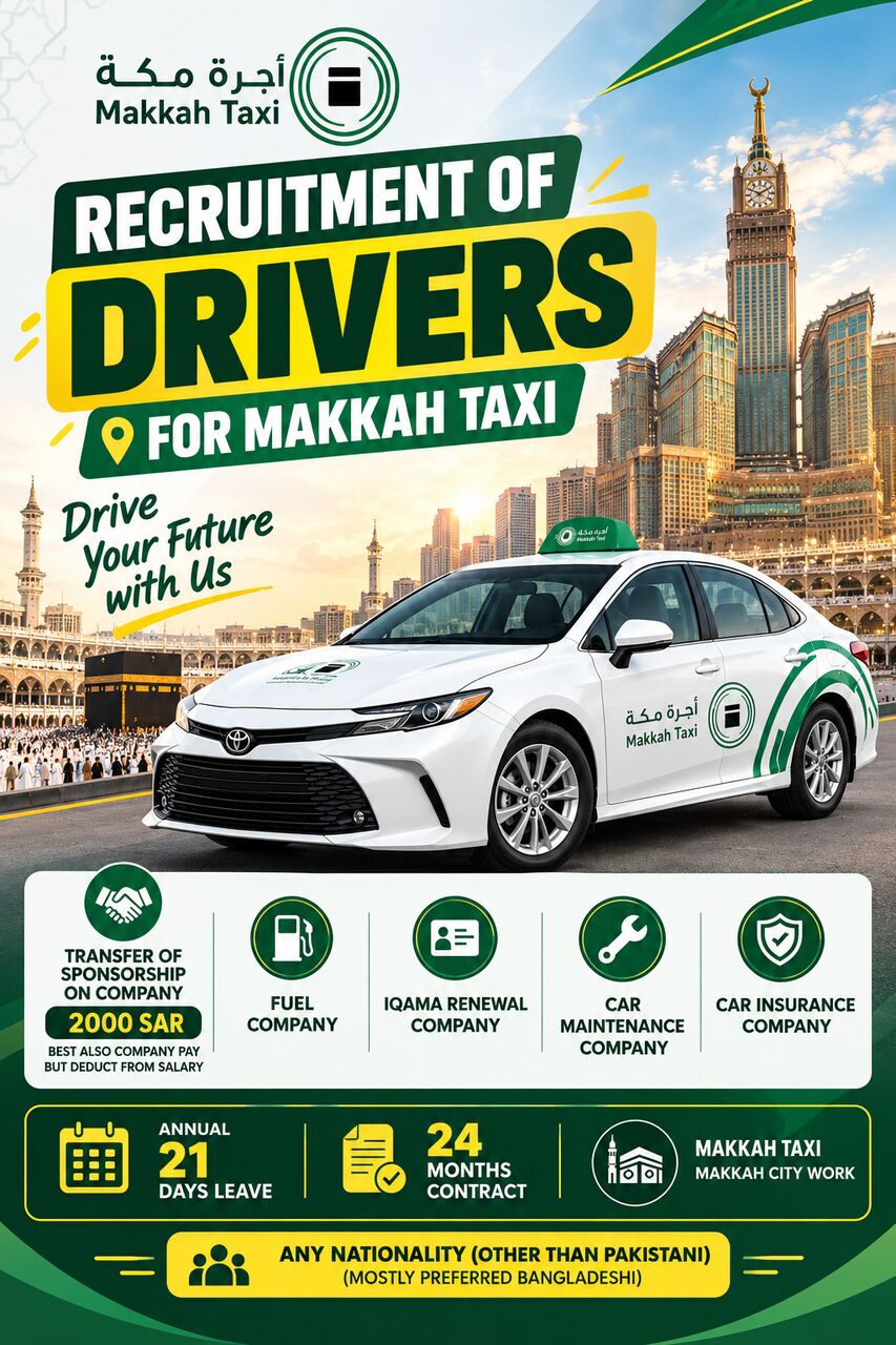 Makkah Taxi- Driver Vacancies In Makkah