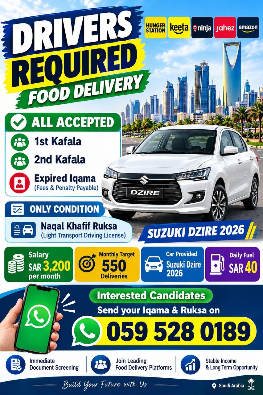 Need Car Driver For Food And Parcel Job