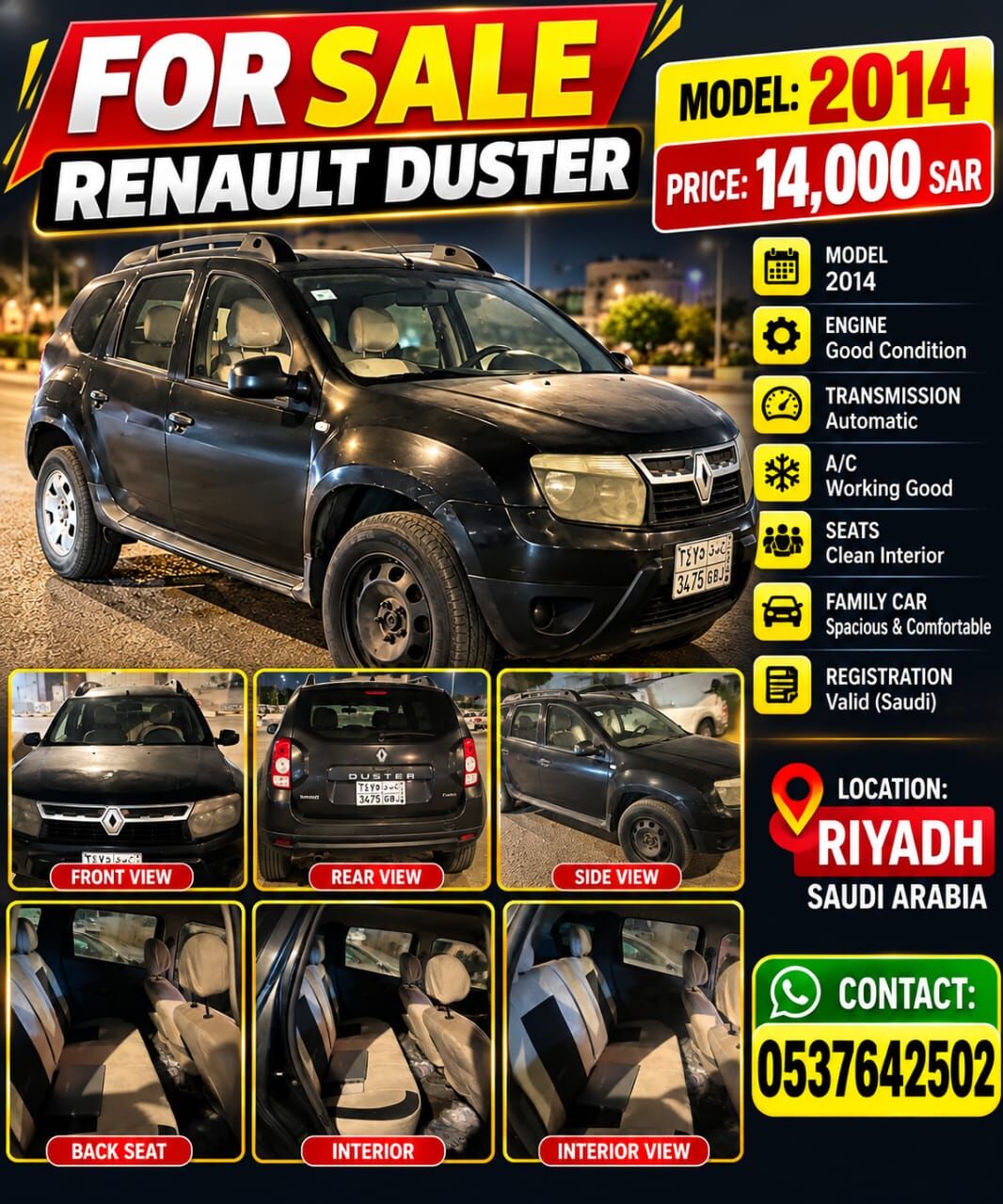 SAR 14000, RENAULT DUSTER, 2014, in Riyadh