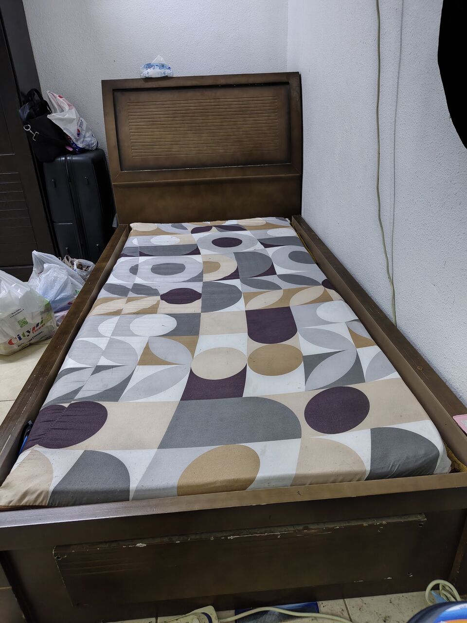SAR 200, Wooden Cot With Mattress