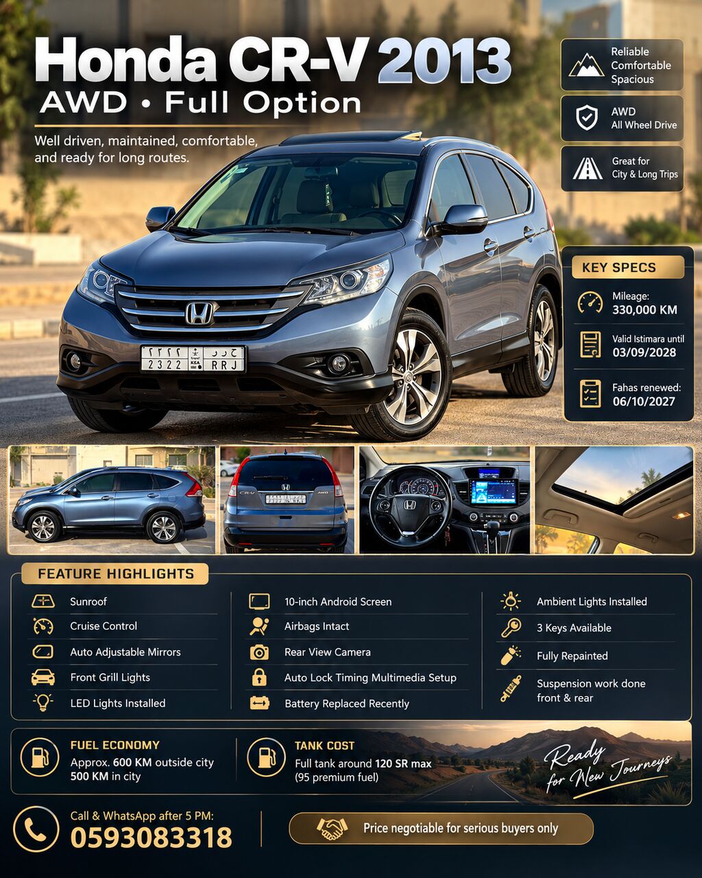 SAR 30000, Honda CR-V, 2013, Automatic, in Riyadh