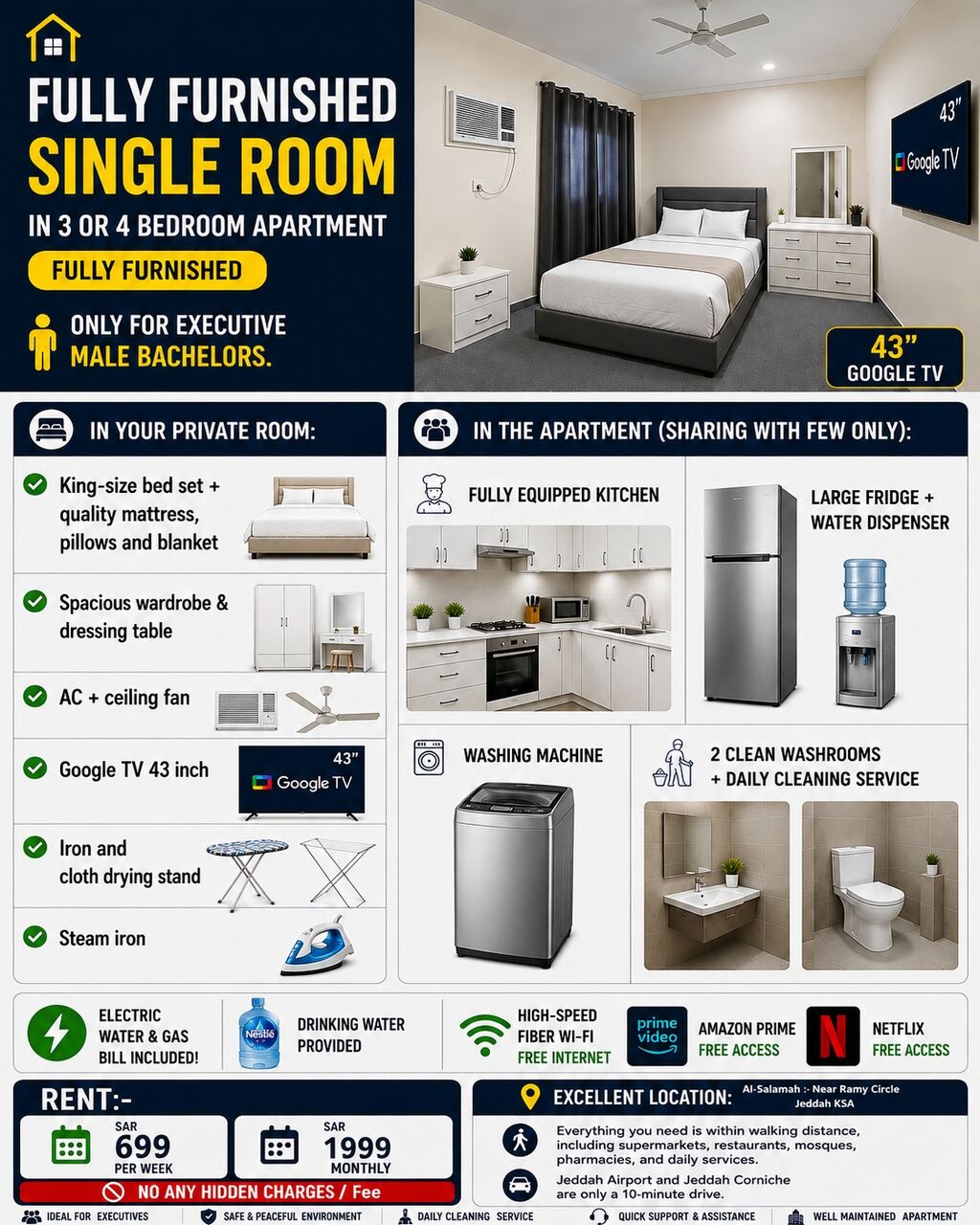 SAR 699/week, Furnished, in Mecca