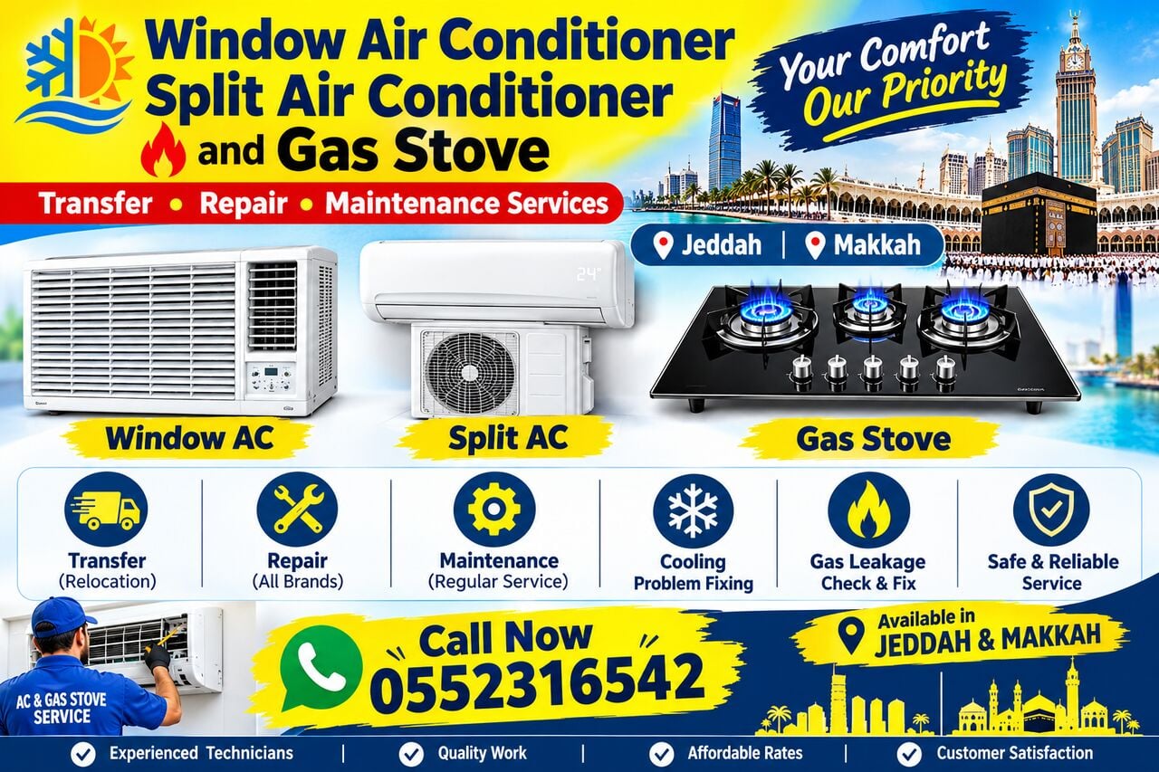 Split & Window AC Servicing, Chemical Washing & Home Appliance Maintenance in Riyadh