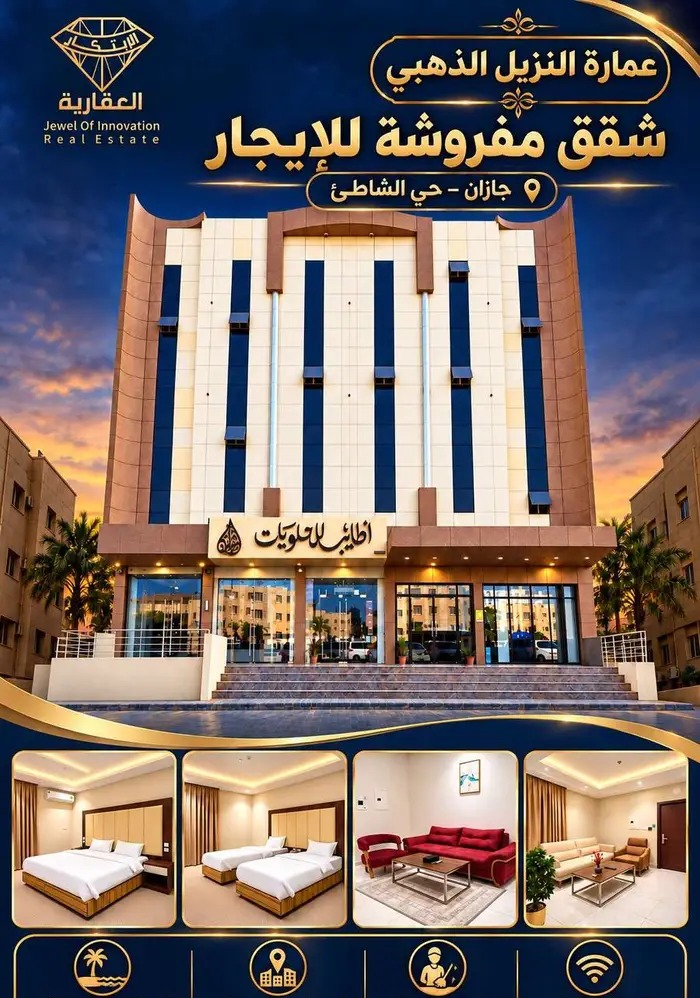 شقق مفروشه للايجار بجازان حي الشاطي مفروش جيزان