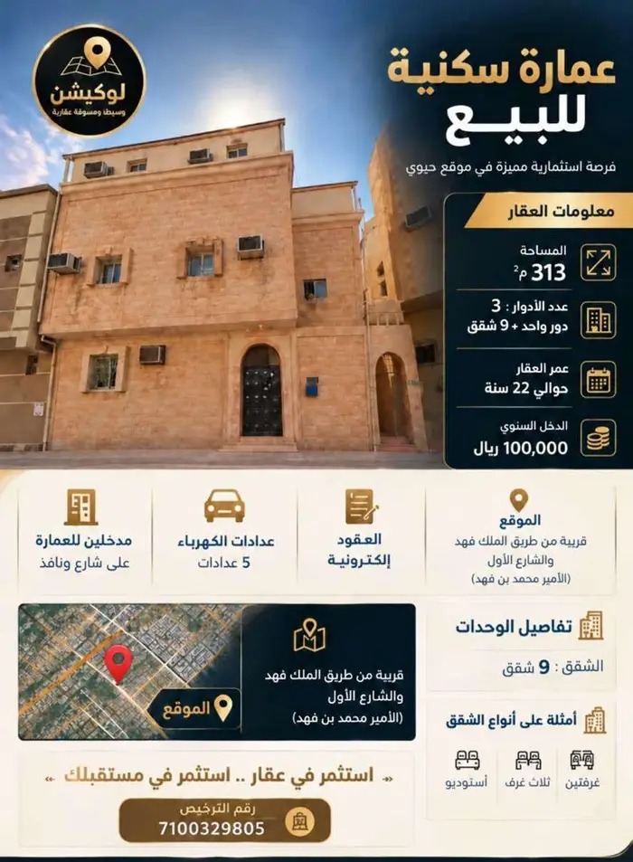 عمارة استثمارية بدخل قابل للزيادة